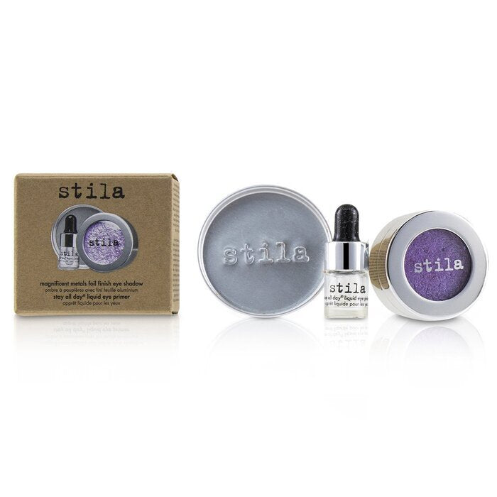 Stila Magnificent Metals Foil Finish Eye Shadow With Mini Stay All Day Liquid Eye Primer - # Metallic Violet 2pcs