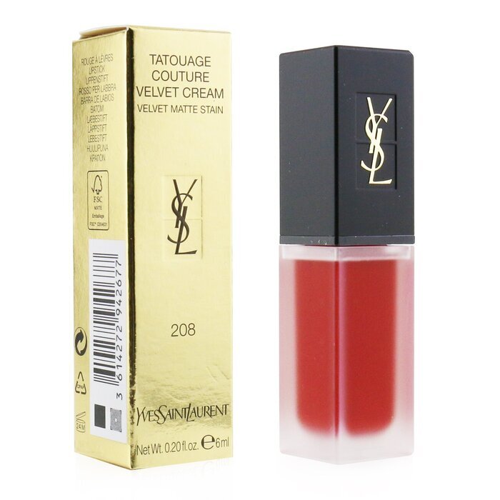 Yves Saint Laurent Tatouage Couture Velvet Cream Velvet Matte Stain # 208 Rouge Faction Woman 6ml Lipstick