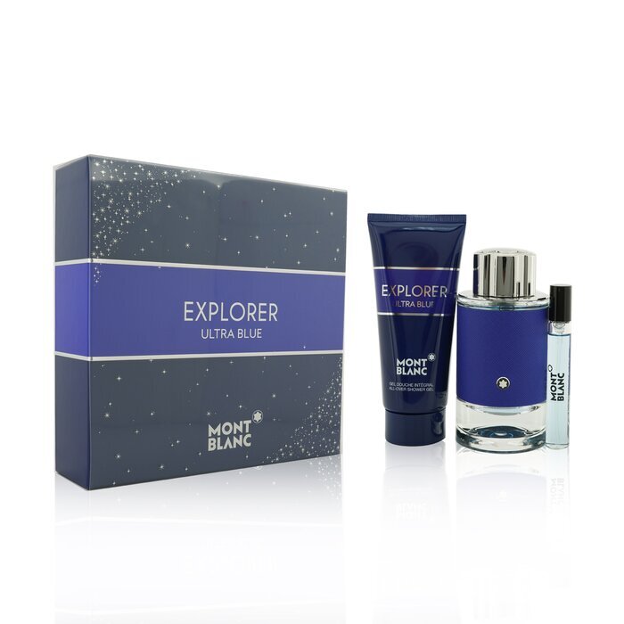 Mont Blanc Explorer Ultra Blue Man Set Eau De Parfum 100ml+ Eau De Parfum 7.5ml & Sg 100ml (new Pack)