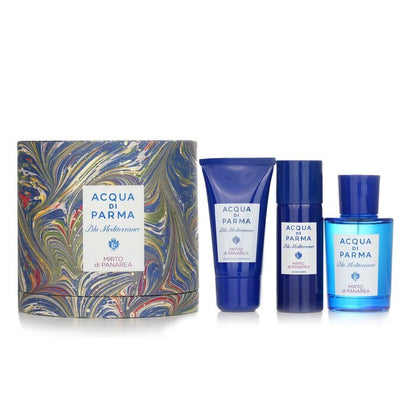 Acqua Di Parma Blu Mediterraneo Mirto Di Panarea Unisex Set Eau De Toilette 75ml & Regenerating Sg 40ml & Bl 50ml (new Pack)