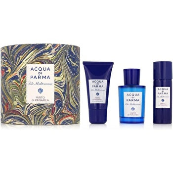 Acqua Di Parma Blu Mediterraneo Mirto Di Panarea Unisex Set Eau De Toilette 75ml & Regenerating Sg 40ml & Bl 50ml (new Pack)