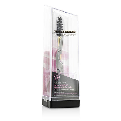 Tweezerman Stainless Steel Brow Shaping Scissors & Brush (Studio Collection) 2pcs