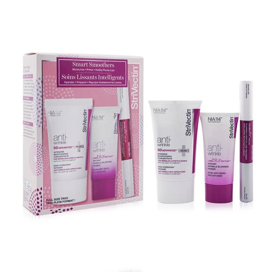 StriVectin Smart Smoothers Full Size Trio Set: Intensive Moisturizing Concentrate 60ml + Instant Wrinkle Blurring Primer 30ml + Lips Plumping & Vertical Line Treatment 2x5ml 3pcs